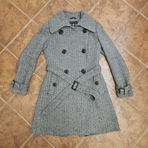New York & Company Brown Herringbone Coat Size 6